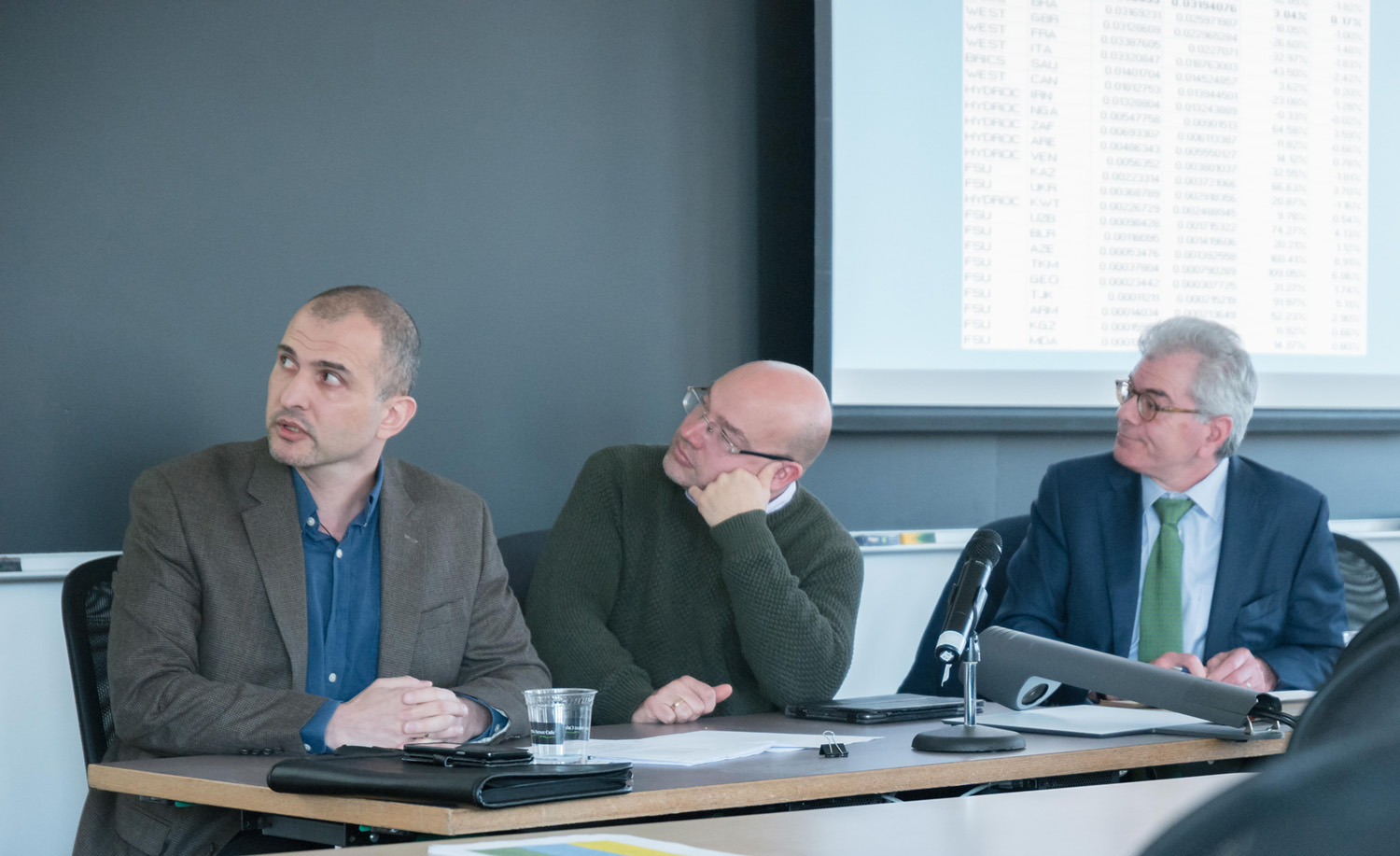 Speakers, from left to right, Simon Saradzhyan, Nikolas Gvosdev and Gary Samore.