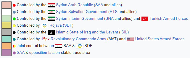 Key for Syrian civil war map as of February 2021