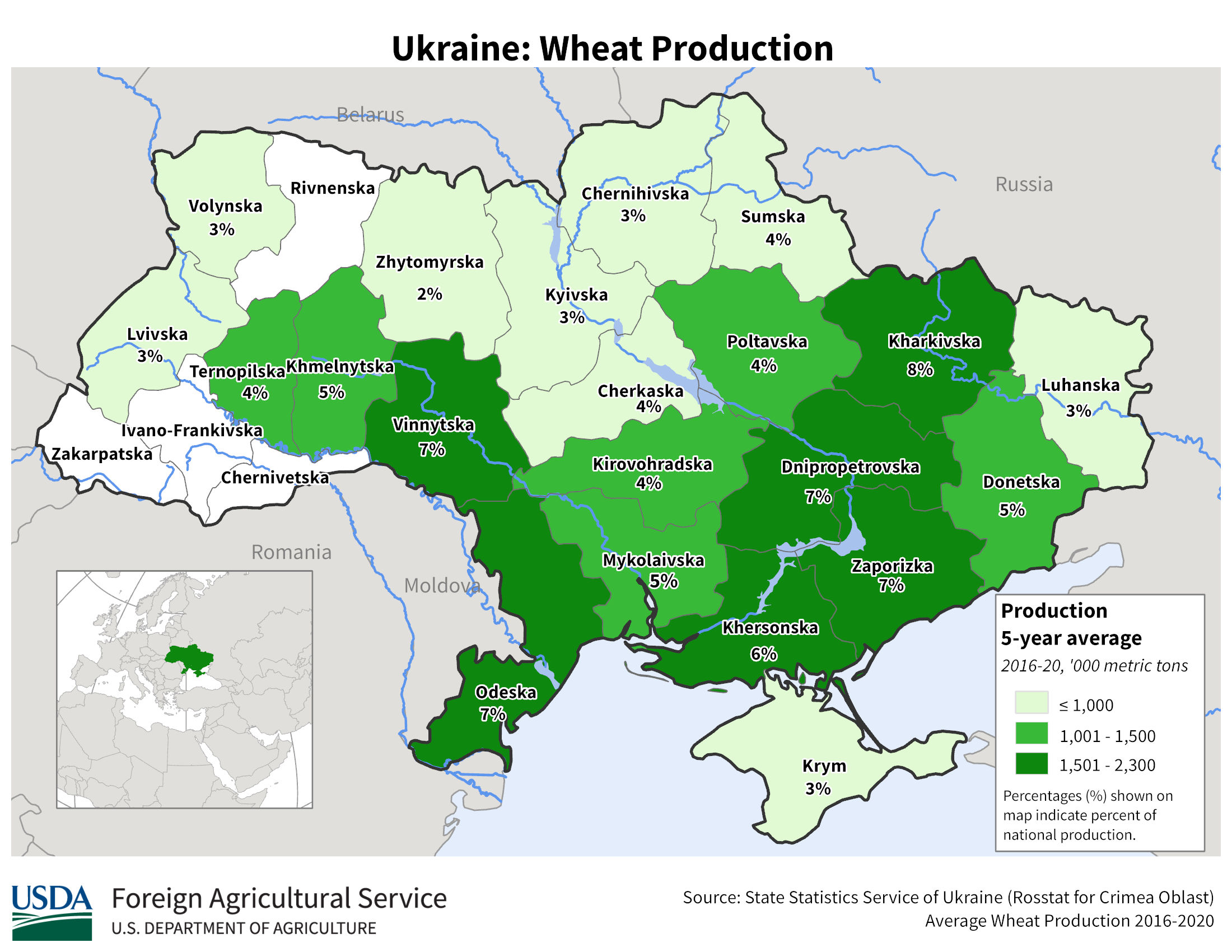 USDA map of Ukraine wheat
