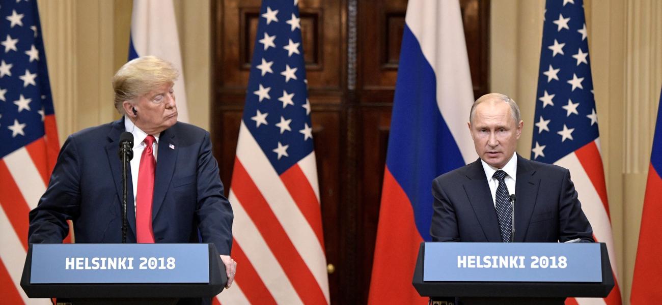U.S. President Donald Trump and Russian President Vladimir Putin in Helsinki.