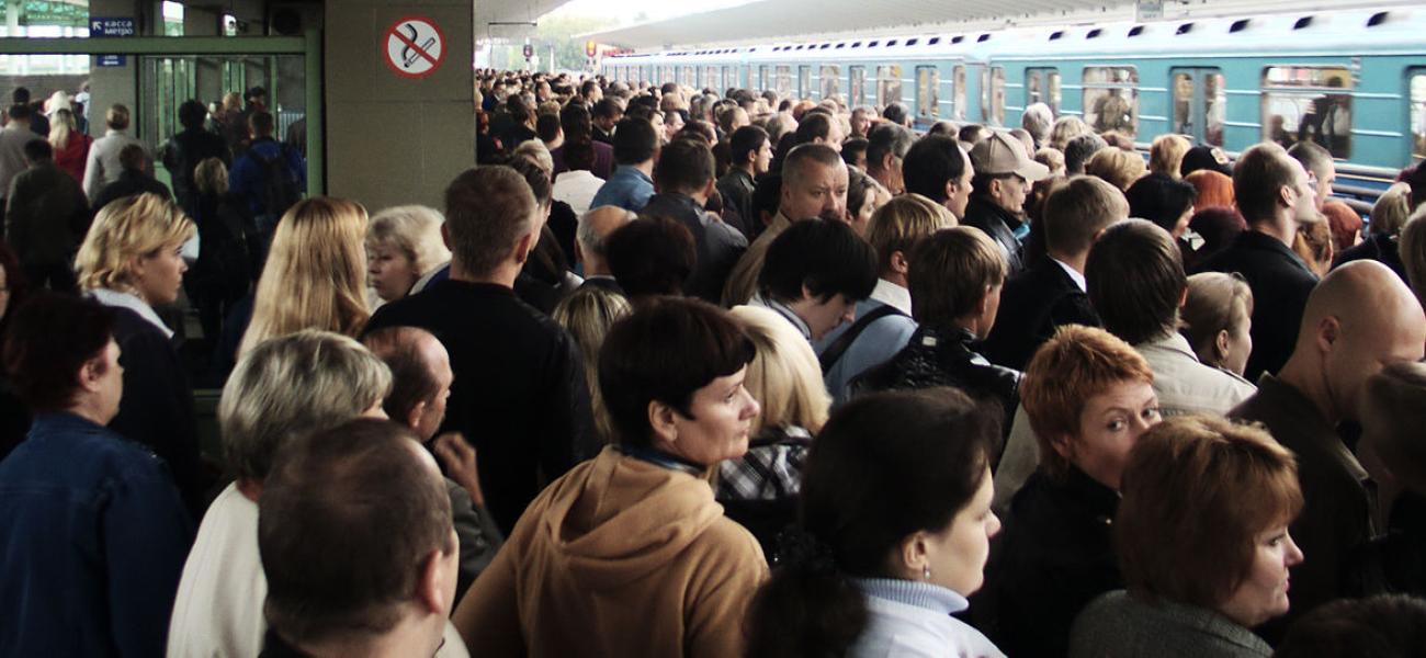 Crowd in Moscow subway