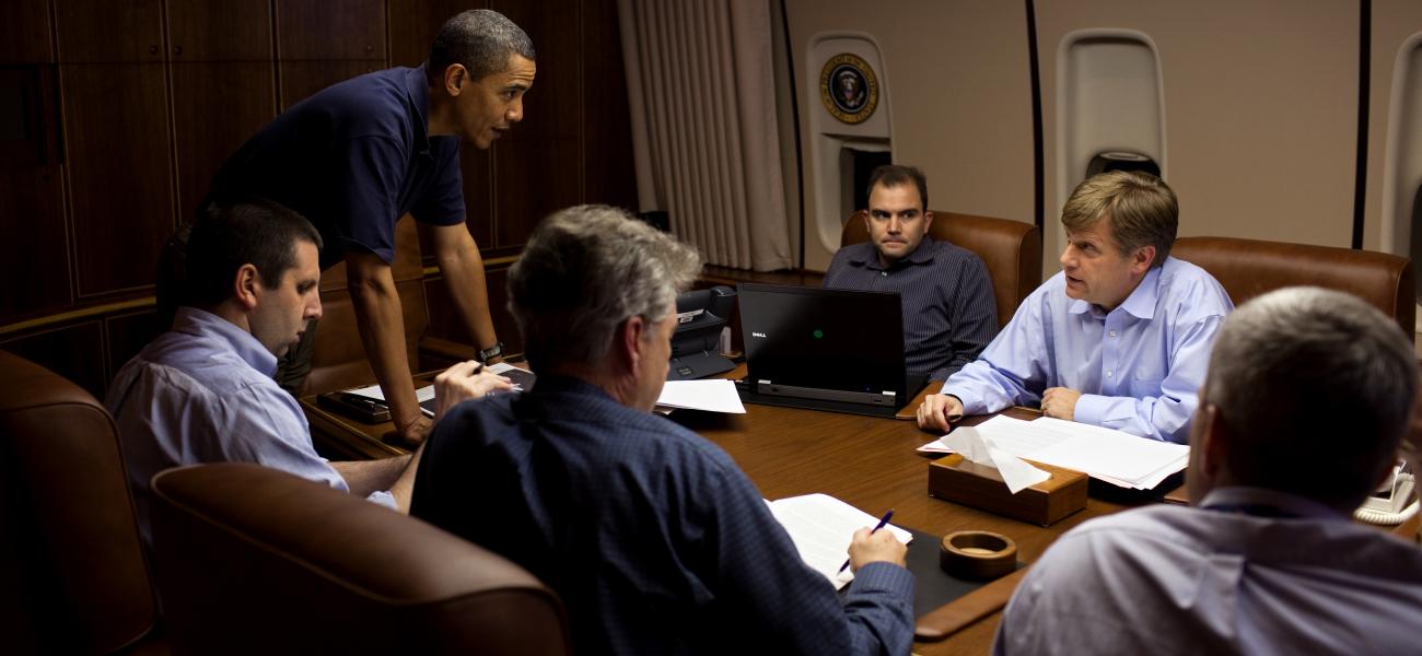 President Obama meets with Michael McFaul (second from right), former ambassador to Russia.