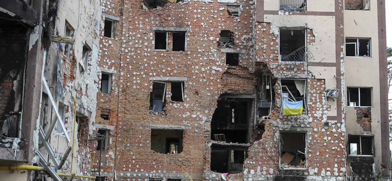 Bombed building Ukraine