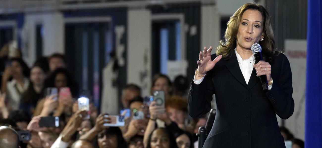 Democratic presidential nominee Vice President Kamala Harris speaks at a watch party at Cherry Street Pier after the presidential debate in Philadelphia, Tuesday, Sept. 10, 2024.