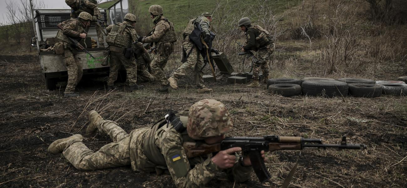 In this provided by Ukraine's 24th Mechanized Brigade press service, a serviceman of 3rd mechanized battalion, practices on the training ground at an undisclosed location in the east of Ukraine, Saturday, March 29, 2025. (Oleg Petrasiuk/Ukraine's 24th Mechanized Brigade via AP)
