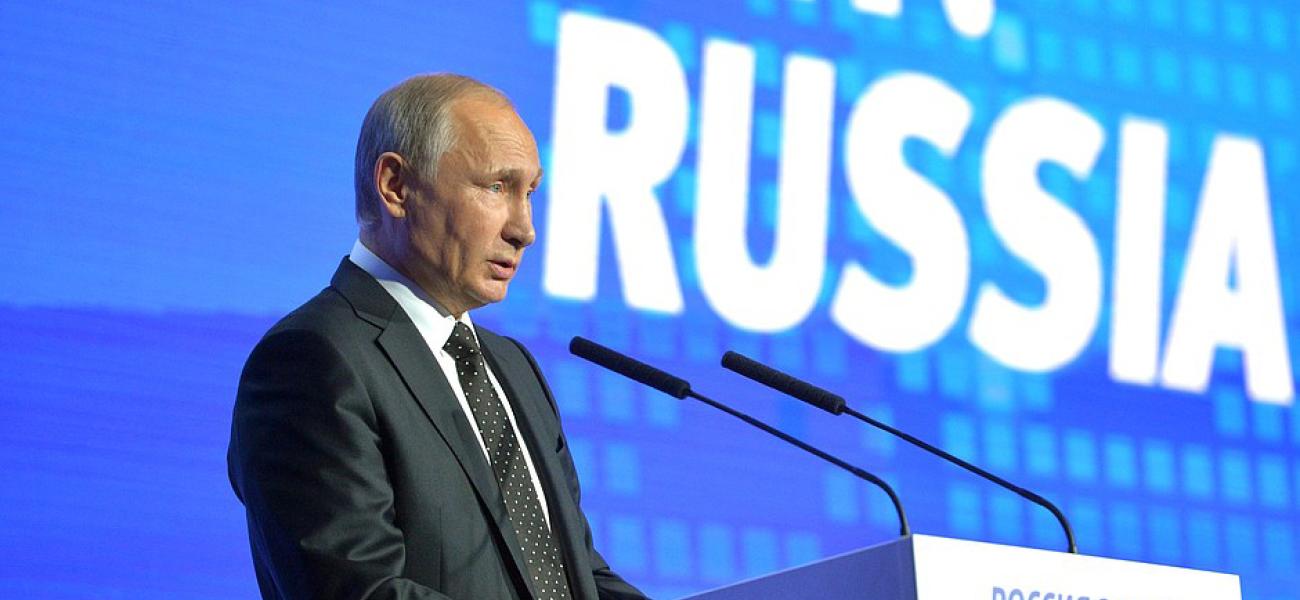 Russian President Vladimir Putin speaking at the Russia Calling! Investment Forum October 2016.