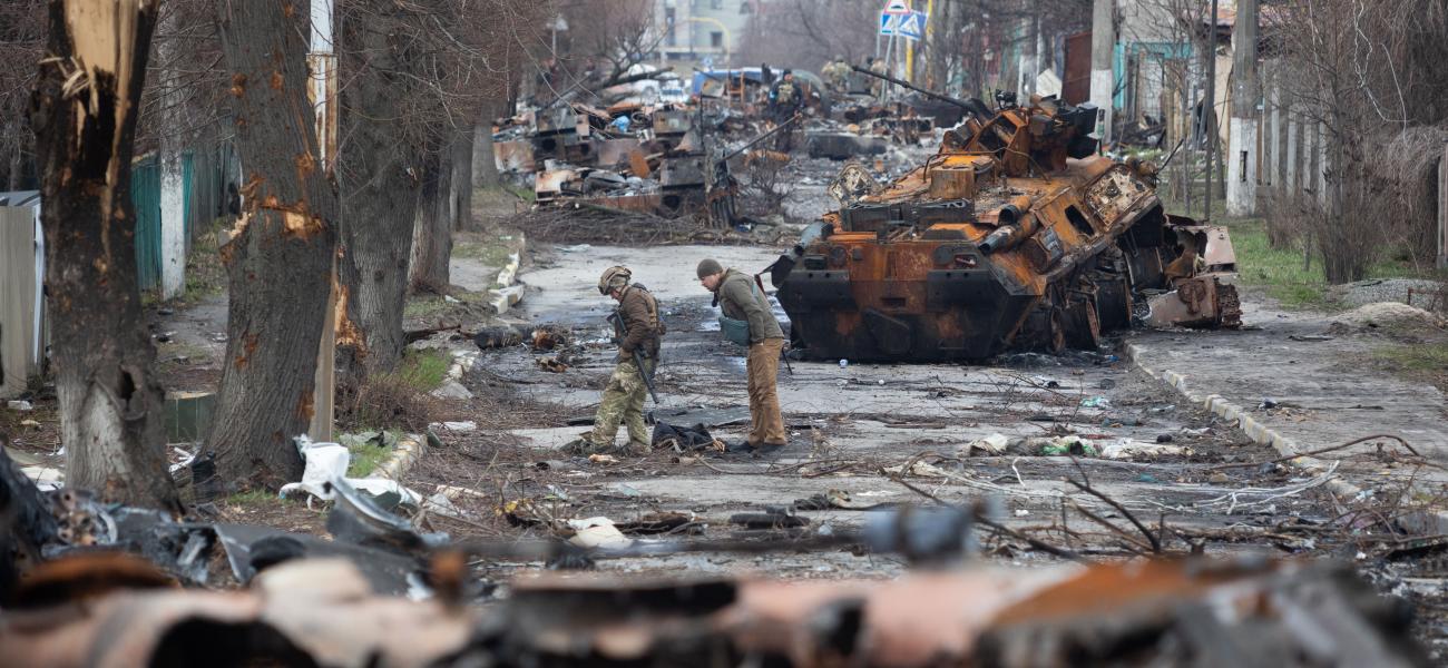 Main street of Bucha after the invasion.