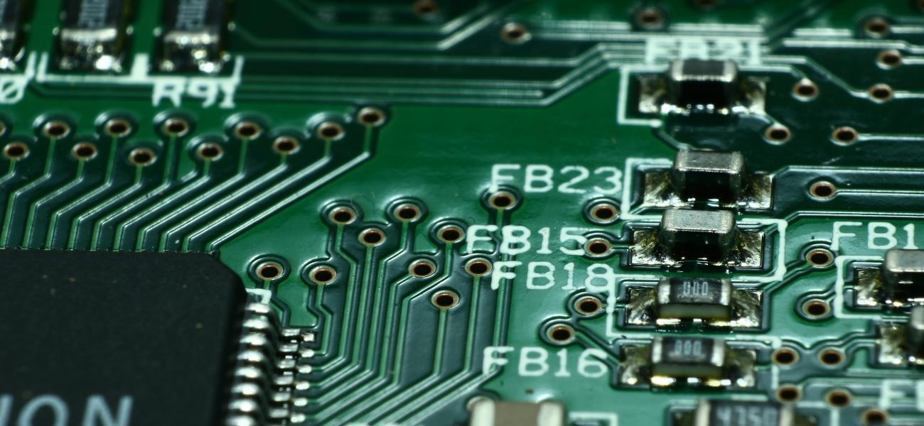 Close up of a circuit board. 