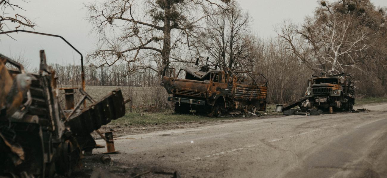 Destroyed Russian military vehicles