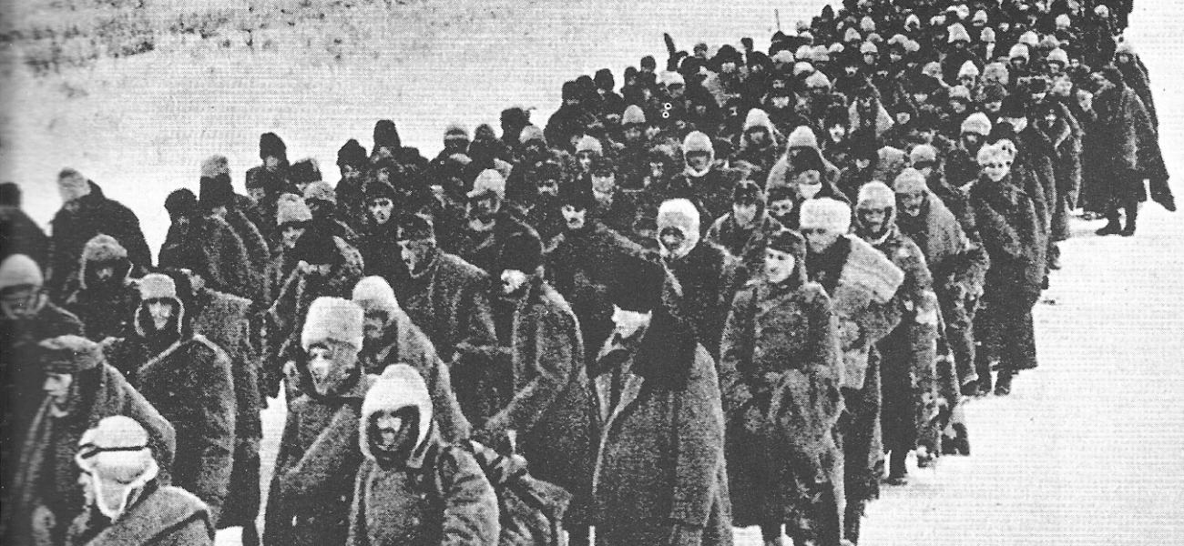 Voronezh Front. Column of Axis prisoners of war: Germans, Italians, Hungarians (photo credit: Leonid Velikzhyanin)
