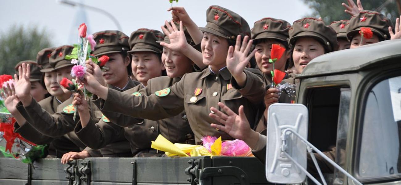 Female soldiers in North Korea military parade