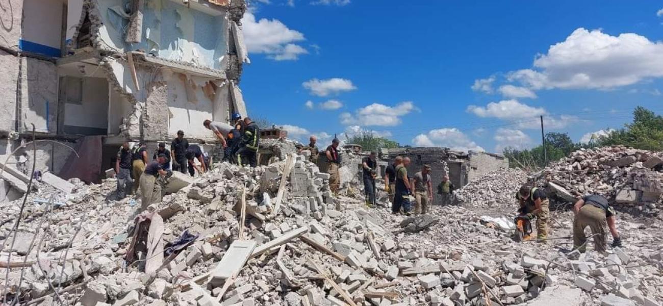 Rubble of building in Chasiv Yar