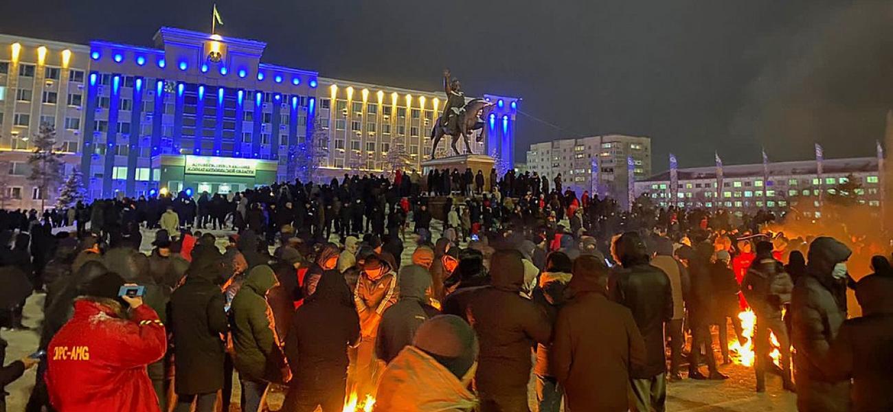 Protesters in Aktobe, Jan. 4, 2022