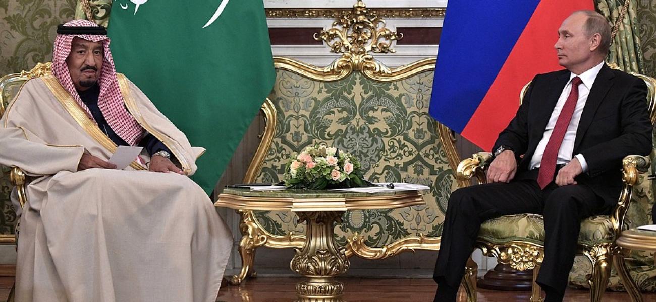 Russian President Putin meets with Saudi King Salman in Kremlin, Oct. 5, 2017.