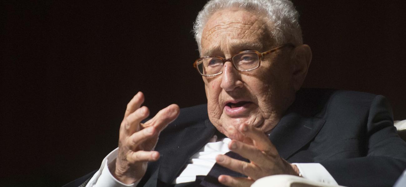 Henry Kissinger discusses the Vietnam War with LBJ Presidential Library director Mark Updegrove, April 2016.