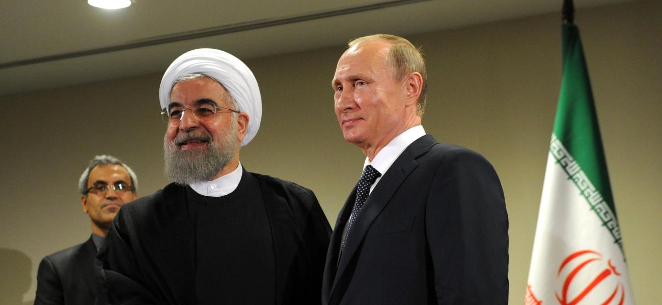 Iranian leader Hassan Rouhani with Russian President Vladimir Putin.