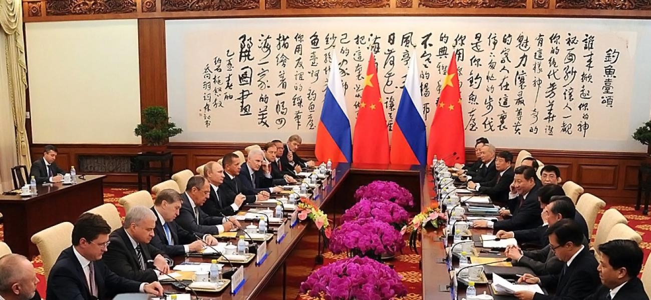 Russian President Vladimir Putin meets with Chinese President Xi Jinping in Beijing, November 2014