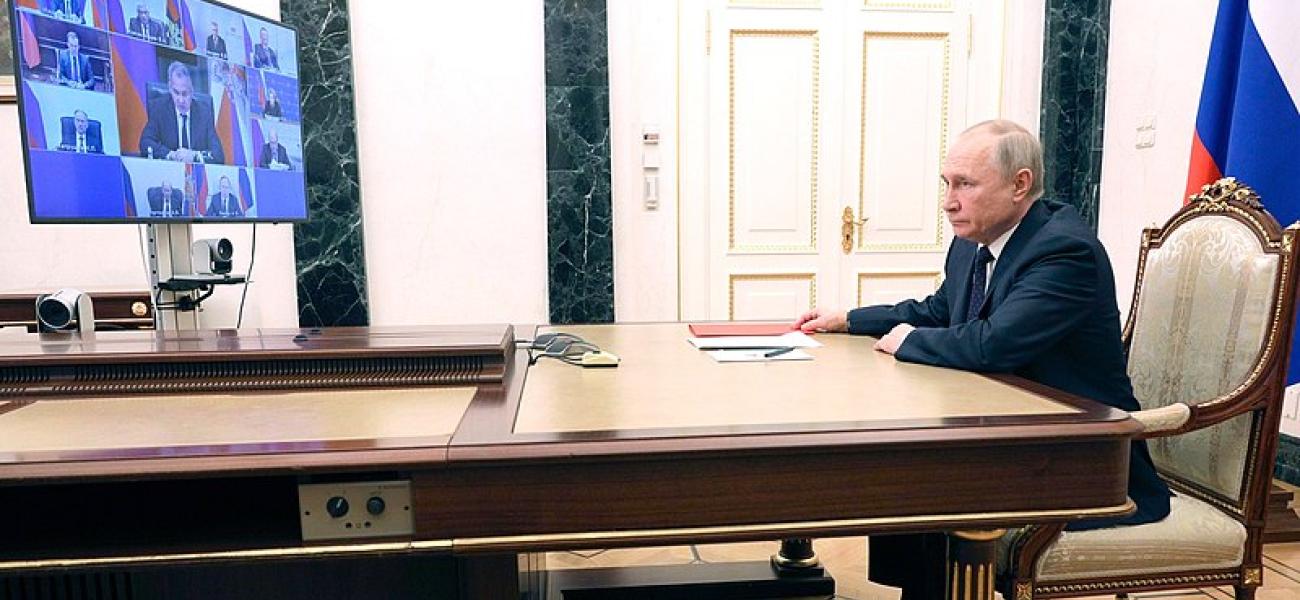 President of Russia Vladimir Putin meeting with permanent members of the Security Council (via videoconference).
