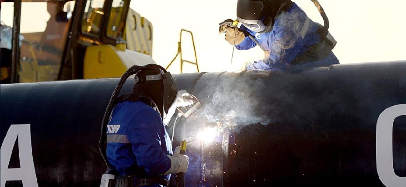 The Power of Siberia gas pipeline's first section is welded together at a ceremony marking the occasion.