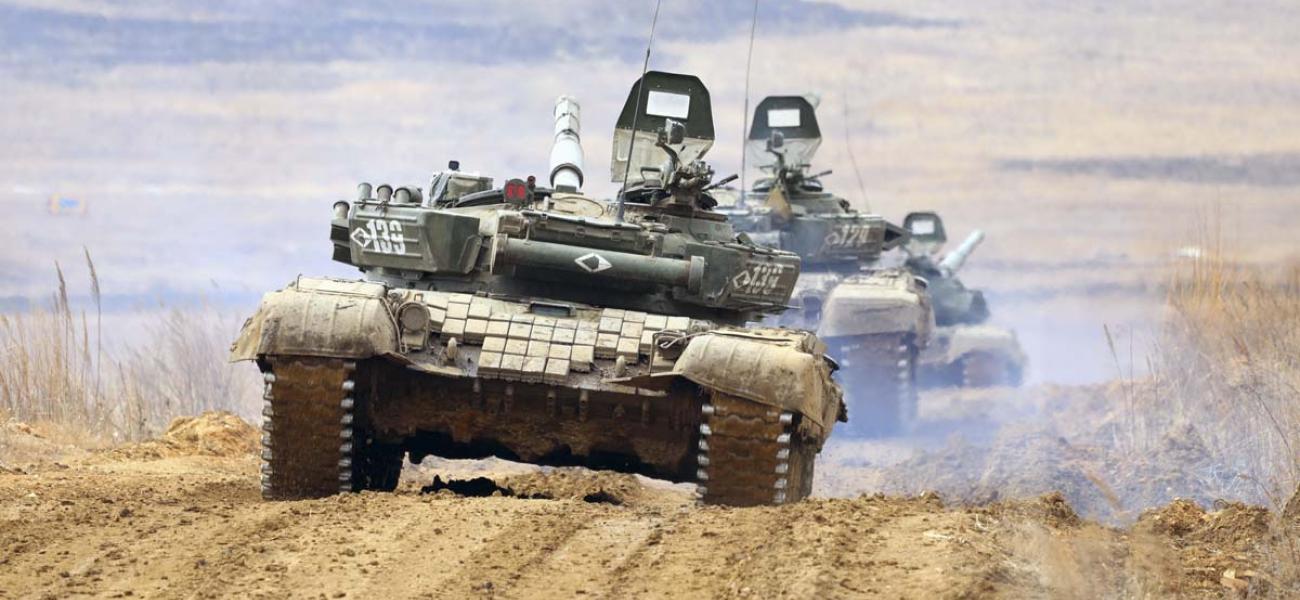 Russian tank in field