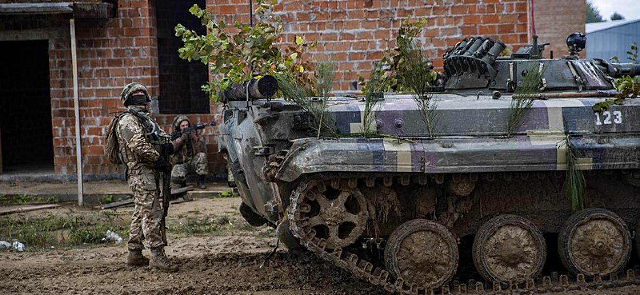 Ukrainian soldiers conduct urban operations, during Rapid Trident 2021. 