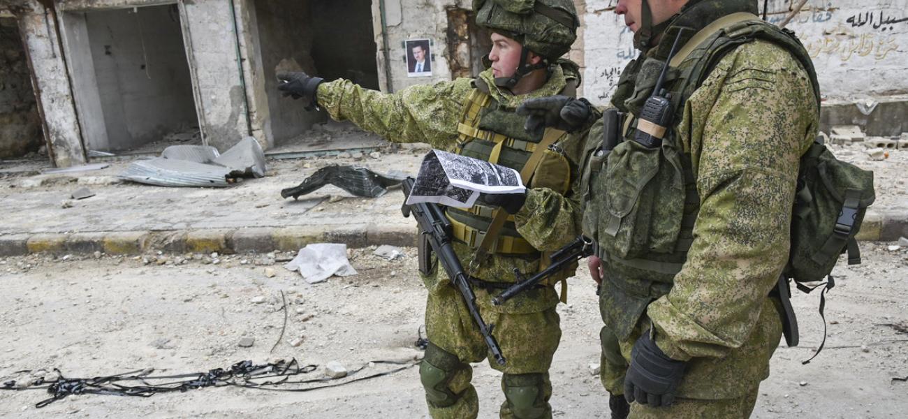 Russian servicemen in Aleppo