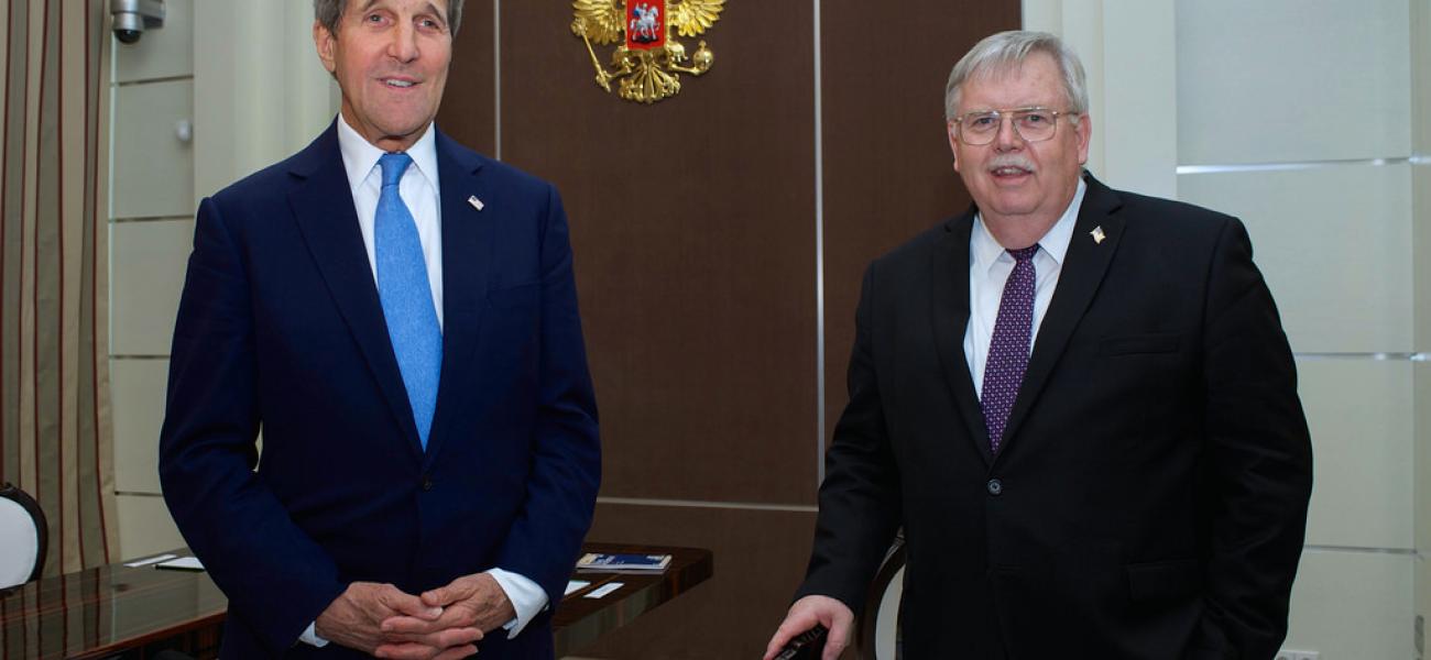 Tefft (right) and former Secretary of State John Kerry