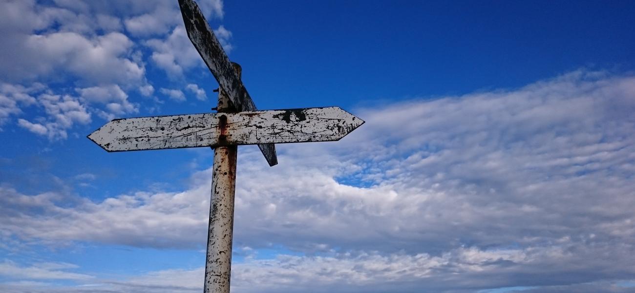 Crossroad sign post.