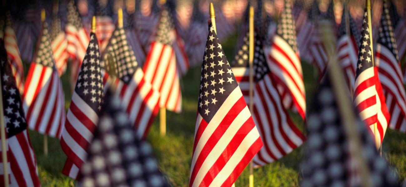 Many little American flags. 