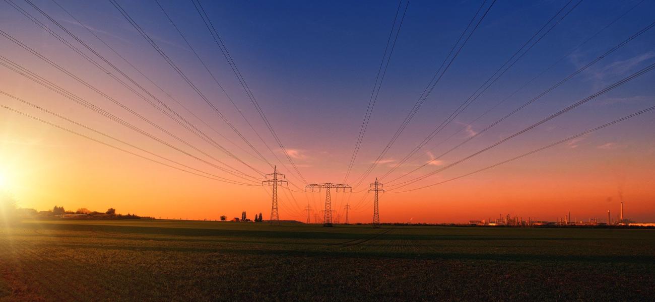 power lines at sunset