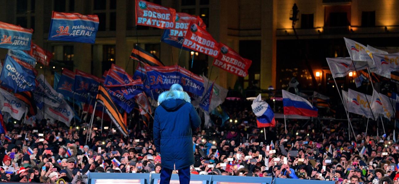Russian President Vladimir Putin at his reelection victory speech. 