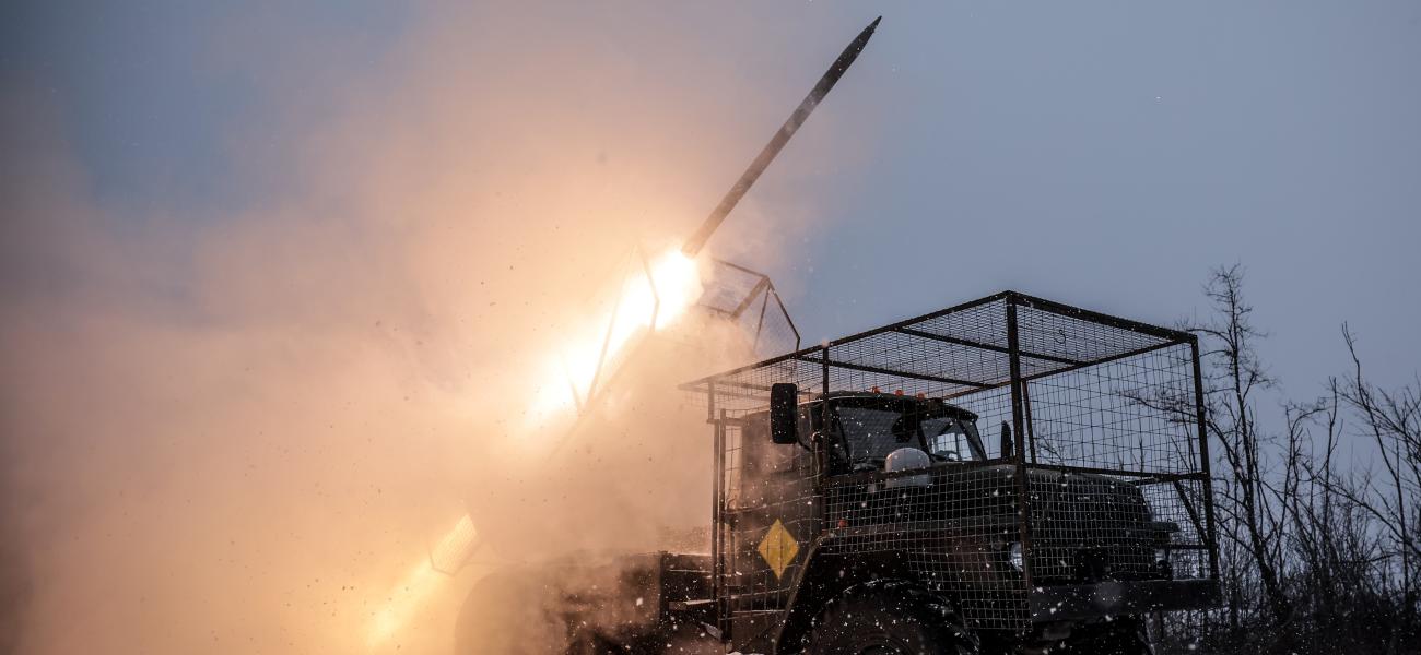 In this photo provided by Ukraine's 24th Mechanized Brigade press service, declared to be taken on Jan. 24, 2026, an MRLS BM-21 "Grad" fires towards Russian army positions near Chasiv Yar, Donetsk region, Ukraine. (Oleg Petrasiuk/Ukraine's 24th Mechanized Brigade via AP)