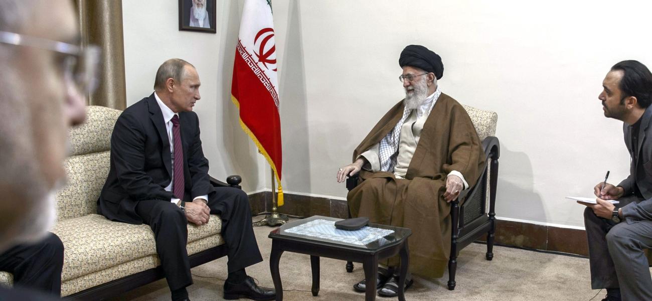 Vladimir Putin with With the Supreme Leader and Spiritual Leader of the Islamic Republic of Iran, Ayatollah Ali Khamenei, 2017
